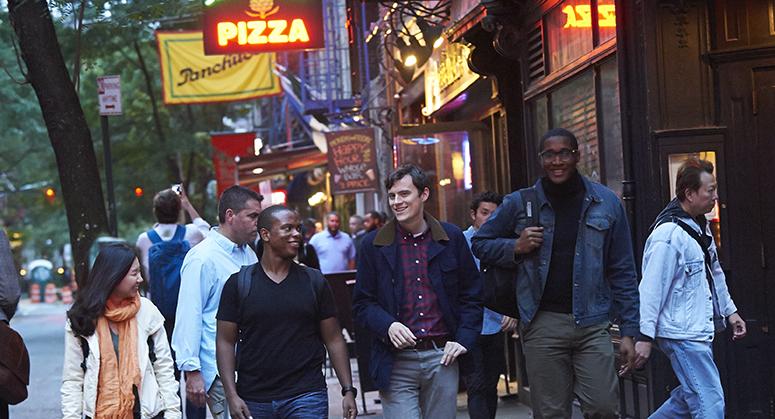 People walking on Greenwich Village street