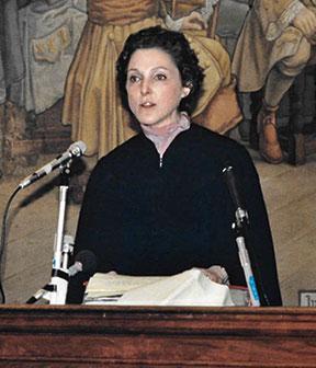 Judge Phylis Skloot Bamberger '63 speaking in court