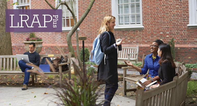 LRAP Plus: Students talking to each other in Vanderbilt Hall Courtyard