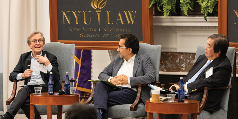 Panel featuring Cesar Rodriguez-Garavito, Harold Koh, and Martti Koskenniemi