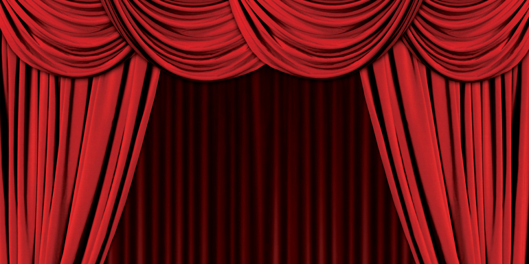 Red stage curtains