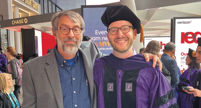 Judah Bernstein ’24 with his father, Jay Bernstein ’82