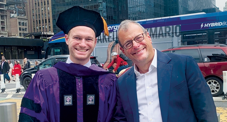 David Rosenstein ’24, NYU School of Law Dean’s Scholar, with his father, Ira Rosenstein ’89