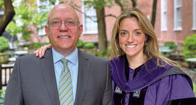 Elise Hartnett LLM ’24 with her father, Thomas Hartnett ’80