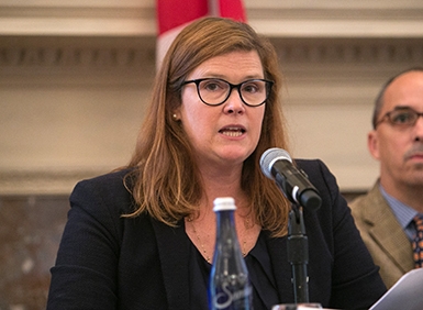 Erin Murphy speaking at panel discussion