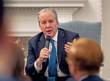 Gene Sperling with microphone