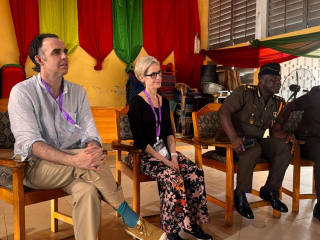 Transformative Justice Project Director, Ben Polk, and Faculty Director, Meg Satterthwaite, pictured at a site visit.