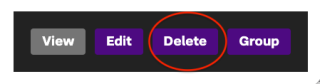 Screenshot of Delete button