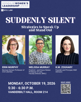 Speakers Erin Murphy, Melissa Murray and K.M. Zouhary headshots. The time and location is listed: Monday, October 19, 2026 5:30 - 6:30 pm, Vanderbilt Hall Room 214. 
