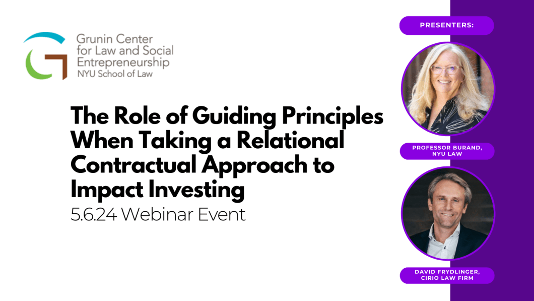 The Role of Guiding Principles When Taking a Relational Contractual Approach to Impact Investing Banner