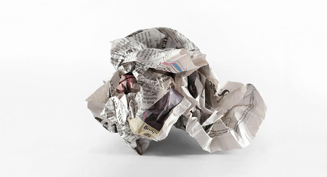 Crumpled newspaper