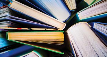 View of books from above