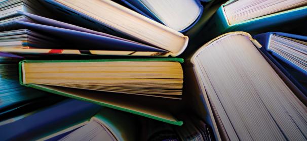 View of books from above