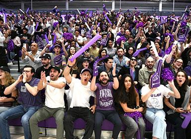 NYU Law Students Cheering In Bleachers