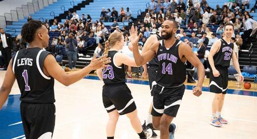 NYU Law players in Deans' Cup basketball game