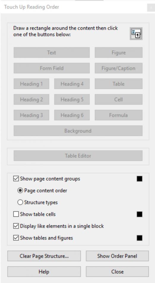 Tables Accessability Screenshot