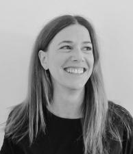 Black and White picture of a white woman smiling