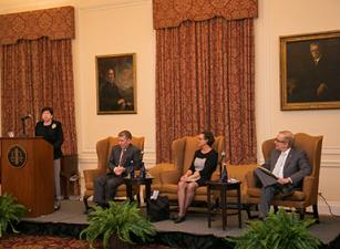 Helen Scott speaking on a panel with Jay Grunin at the 2017 Grunin Conference