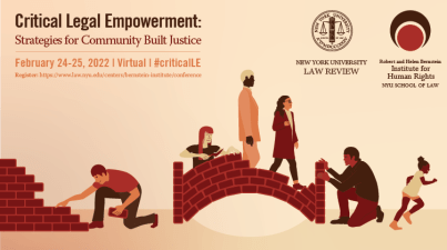 image of people building a bride together -- symbolizing critical legal empowerment in action