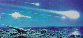Dinosaurs on the verge of extinction by asteroids