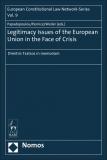 "Legitimacy Issues of the European Union in the Face of Crisis" book cover. A navy blue cover with white text saying the name of the book and the authors. 