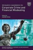 "Research Handbook on Corporate Crime and Financial Misdealings" book cover. Lady Justice holding the Scales of Justice with white text saying the book title and authors name. 