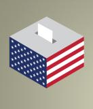Ballot box with American flag on the sides