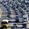 Traffic jam on a California highway.