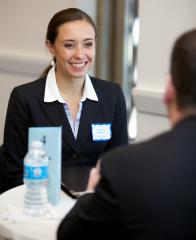 A student interviewing with one of the more than 160 leading legal employers who participate in ISIP.
